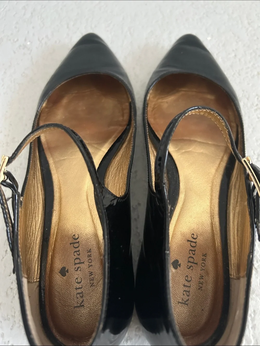 kate spade Black Patent Mary Jane Pointed Toe Heels